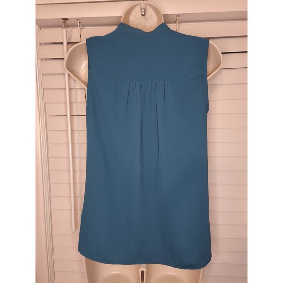 J Crew Women's Sleeveless Ruffle Work Office Blouse Small 00 Teal Preppy Cottage - Picture 5 of 10